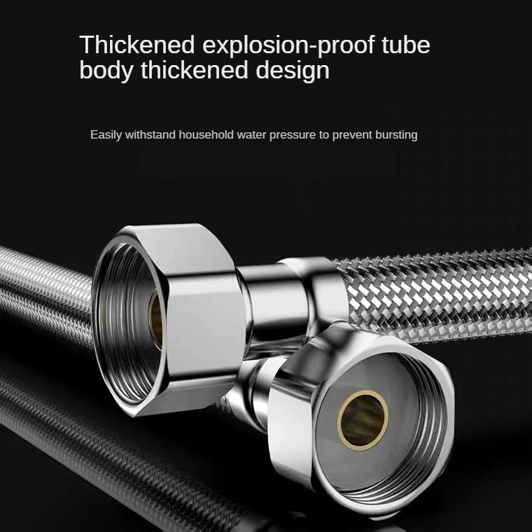 Plumbing Hose Water Pipe Plumbing Supply Hose 304 Stainless Steel Braided Hose Water Heater Toilet Faucet Connection High Pressure Explosion-proof Water Inlet Hose Household