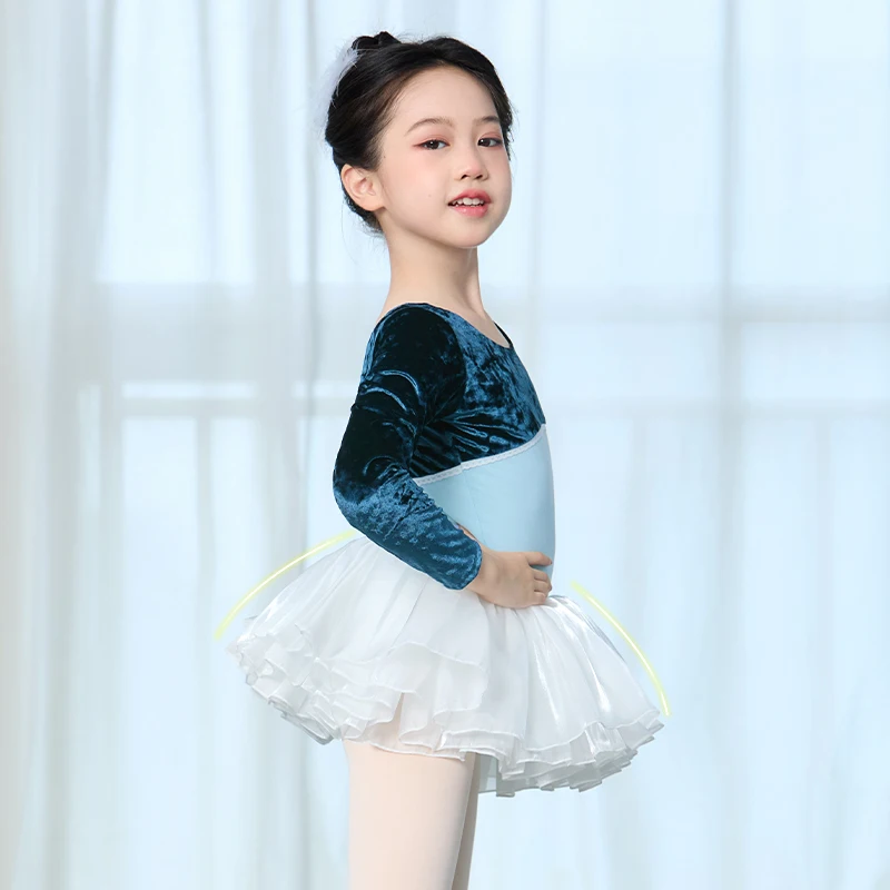 inhzoy Balletjurk voor meisjes, lange mouwen, dansjurk, ballet, body