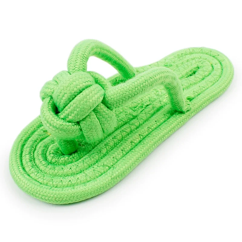 Zapatilla de cuerda de algodón para mascotas, juguete con nudo para perros pequeños, juguete interactivo para masticar, limpieza Dental, Control del sarro, juguetes no tóxicos para perros