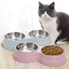 Double Pet Bowls Dog Food Water Feeder Stainless Steel Pet Drinking Dish Feeder Cat Puppy Feeding Supplies Small Dog Accessories 2