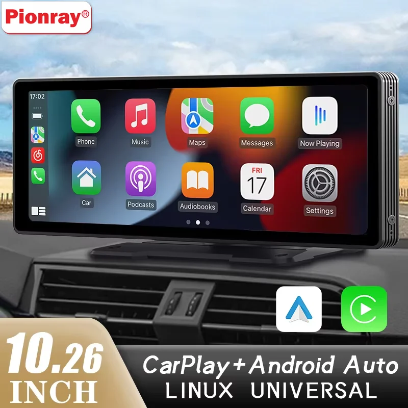 carplay inalámbrico auto android auto inalámbrico android auto Pionray 10,26 "Universal CarPlay Android Auto Radio de coche reproductor de vídeo Multimedia pantalla táctil IPS con cámara de visión trasera USB auxiliar 1