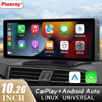 carplay inalámbrico auto android auto inalámbrico android auto Pionray 10,26 "Universal CarPlay Android Auto Radio de coche reproductor de vídeo Multimedia pantalla táctil IPS con cámara de visión trasera USB auxiliar 1