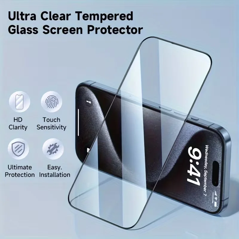 Premium Tempered Glass Screen Protector Pack with Easy Install Kit and Anti-Scratch Technology