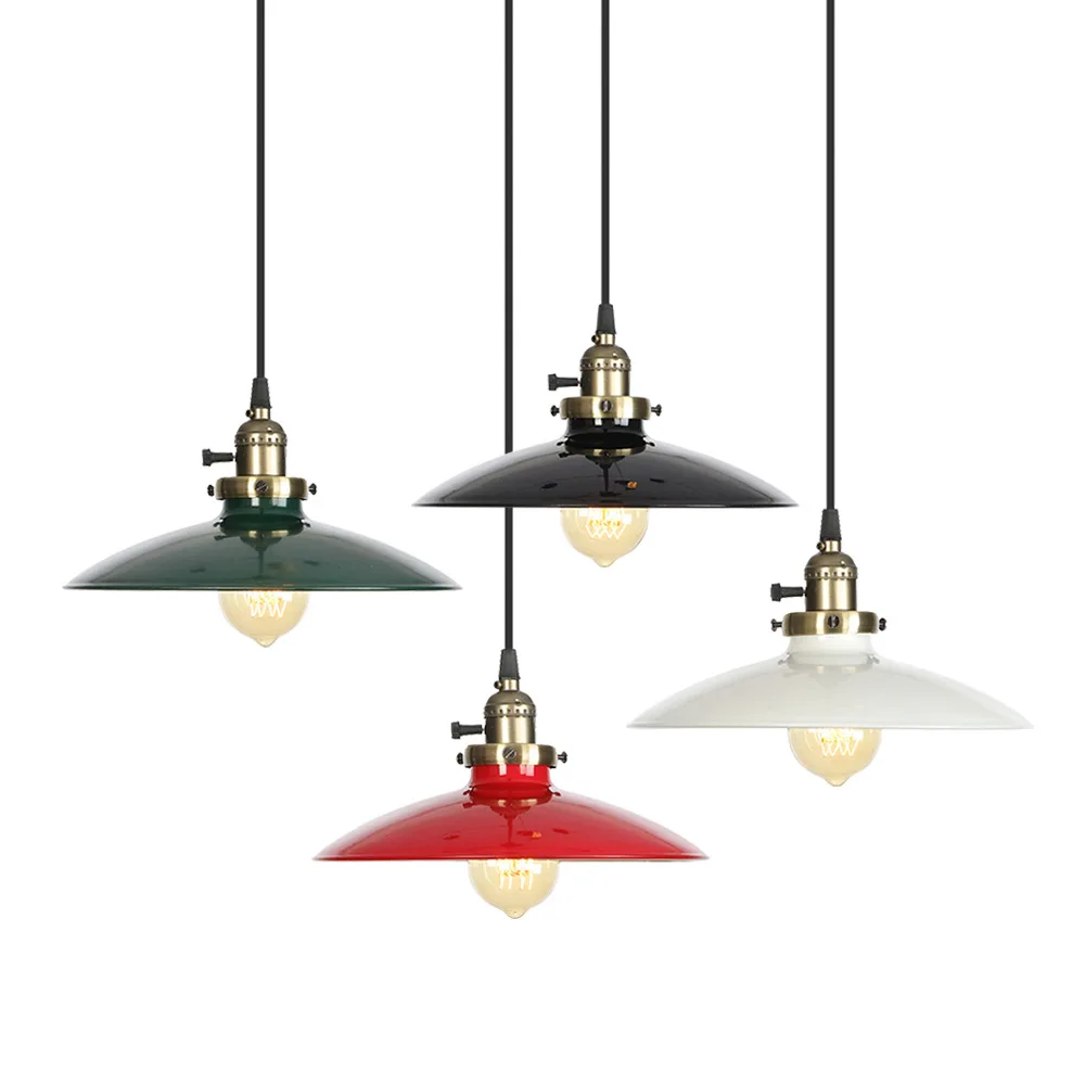 

60W Retro Retro Loft Style Edison Vintage Pendant Light Lamp with White Metal Plate Shade Luminarias Industrial Chandelier Decor