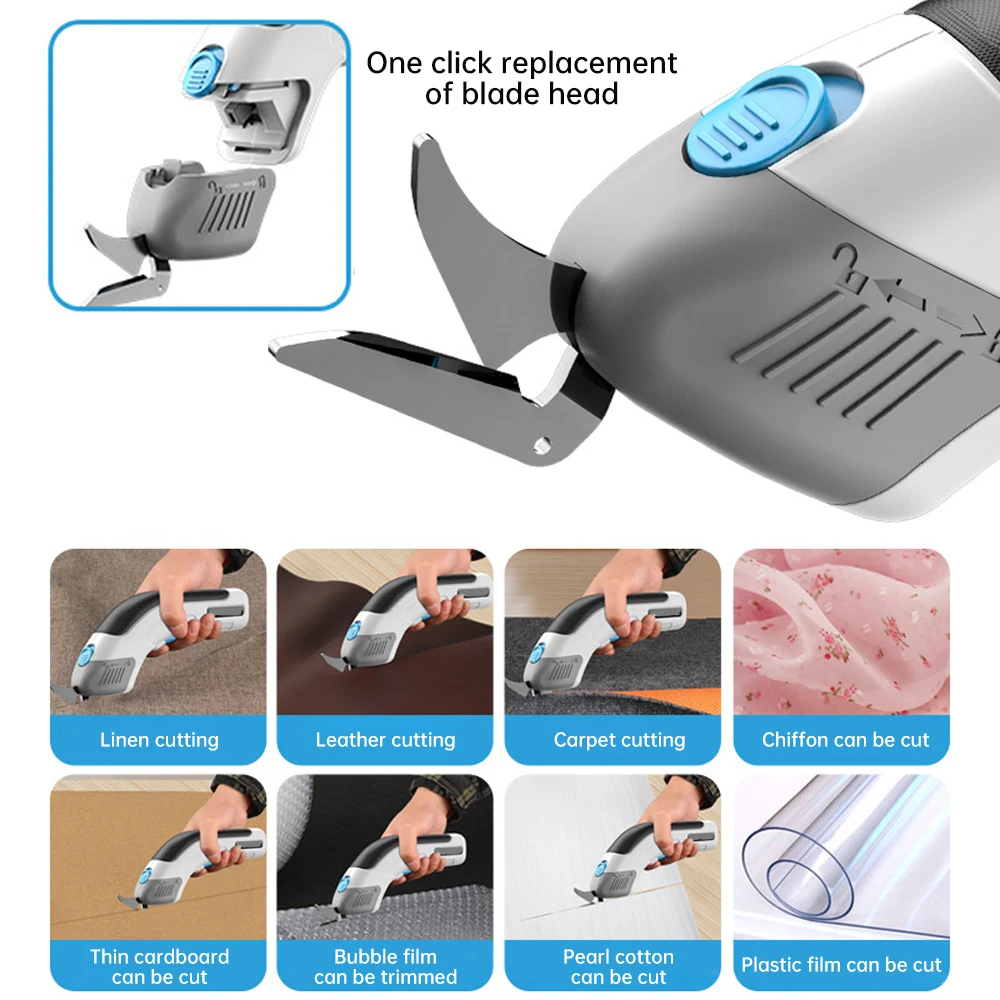 3.6V Multifunctional Electric Scissors Fabric Cutting Machine Small Household Scissors With Steel Blades USB Rechargeable Tool 3