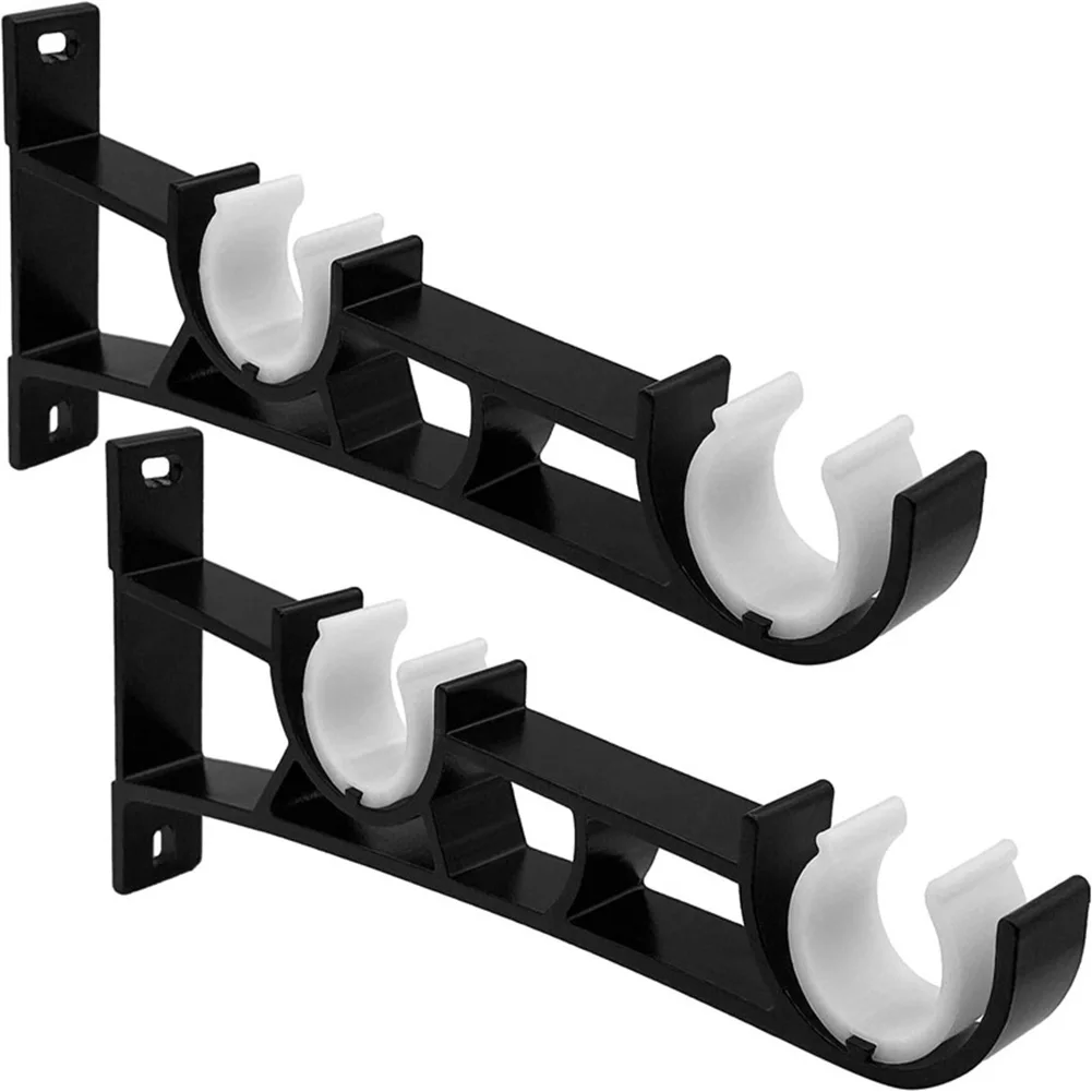 2 Pack Heavy Duty Curtain Rod Holders Aluminum Alloy Curtain Rod Hanging Hardware Double Brackets for Drapery