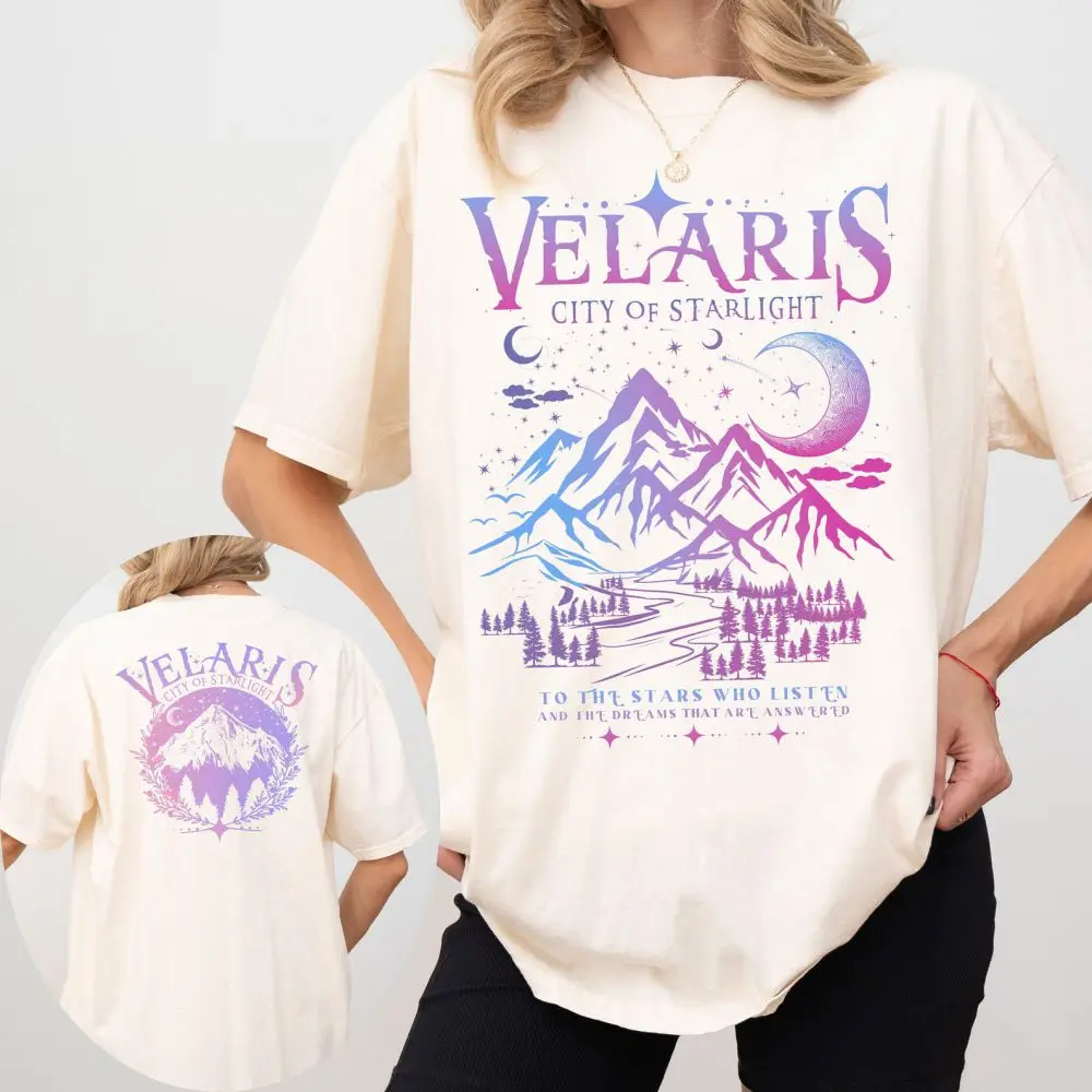 Women Short Sleeve tShirt Velaris Shirt ACOTAR Comfort City Double side Bookish Print Top Tee Women High Street Casual Loose Top 3
