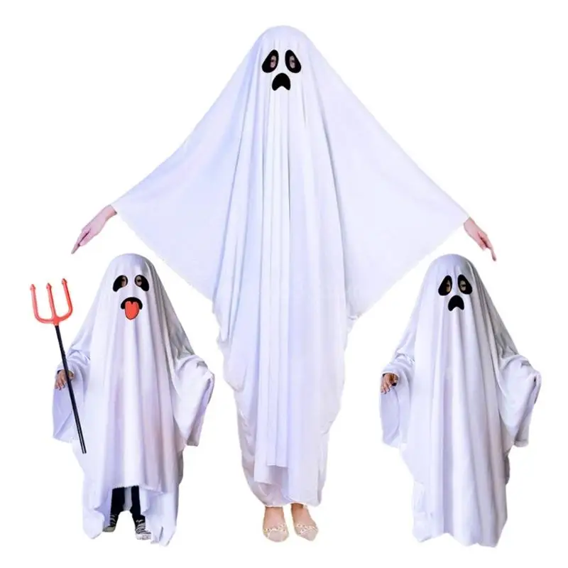 Halloween Cloak Cape Ghostes Hooded Cloak Cape Robe Ghostes Poncho Funny Cosplay Clothes Costume Adult Kids Halloween Costumes