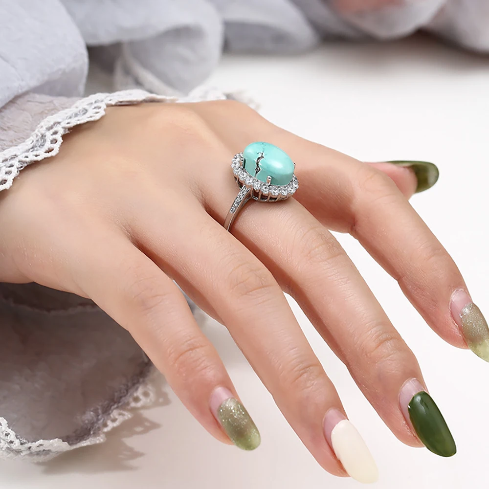 925 Sterling Silver Oval Blank Ring Base Setting Diy Emerald Turquoise Beeswax Amber Ring Inlaid Jewelry Making Accessories