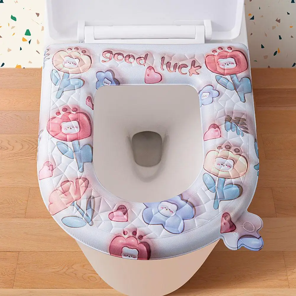 Washable Toilet Seat Cover Mat Waterproof Closestool Bathroom Seat Toilet Accessories O-shape Cover Mat Bidet Case Lid Pad 2