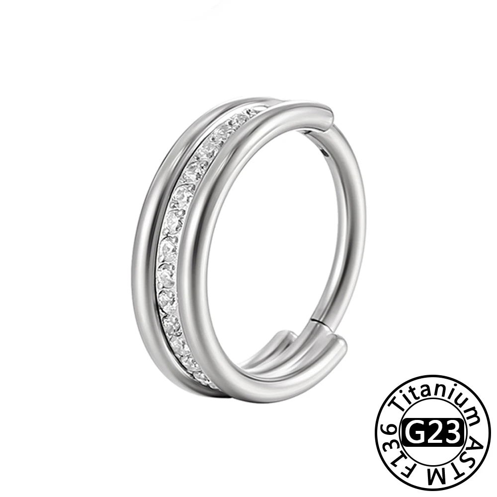 thumbnail image 1 of F136 anillo de titanio para la nariz, pendientes sin costuras con bisagras de grado de implante, anillo de aro Clicker para cartílago, hélice, Rook, tabique Daith Tragus, 1 of 5