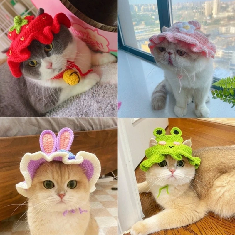 Cat Hat Puppy Kittens Knitted Party Photo Shoot Props Decoration Cat Accessories pet hat
