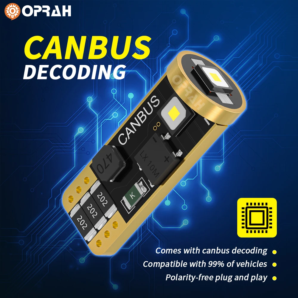 194 501 LED ĵ����, ���� ����, 3 SMD 3838 Ĩ, �ڵ��� ���׸��� ����, �� �� ����, ��ȣ�� ����, ���, 6000K, 12V, T10 W5W, 2 ��, 10 ��