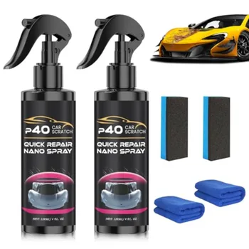 2Pcs P40 Car Scratch Quick Repair Nano Spray Instant Invisible Scratch Remover Quick Paint Restoration Multifunctional Coating 1