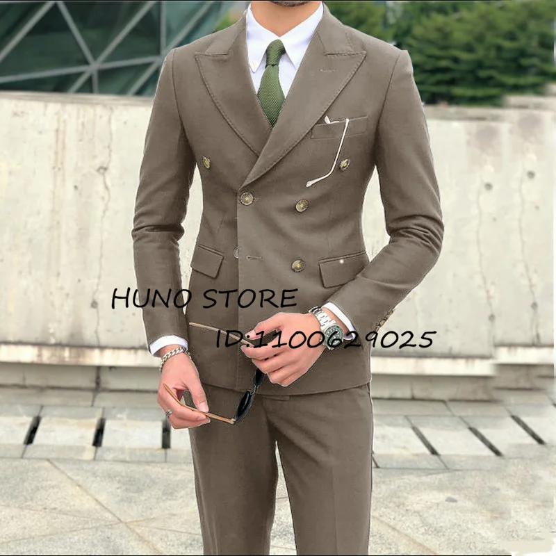 

2022 Men's Suits for Wedding Custom Slim Fit Double Breasted Lapel Collar Tuxedo Groomsmen Party For Male Blazer блейзери