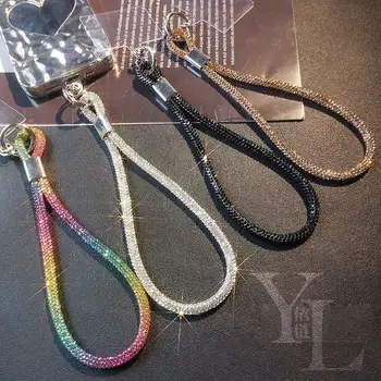 Rhinestone Phone Lanyard | Bling Crystal Wrist Strap for Cell Phone | Rainbow & Silver Sparkle Keychain | Anti-lost Hand Strap 1