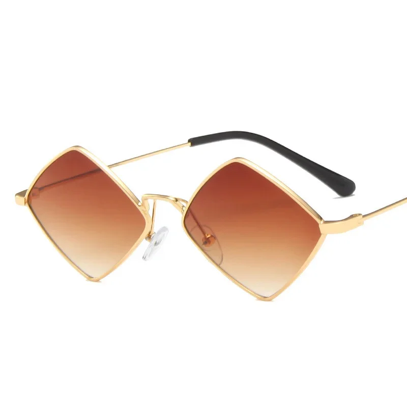 Elbru Retro Diamond Shaped Sunglasses Fashion Metal Irregular Sunshades Eyewear Male Female Colorful Lens Sun Spectacles Unisex 5