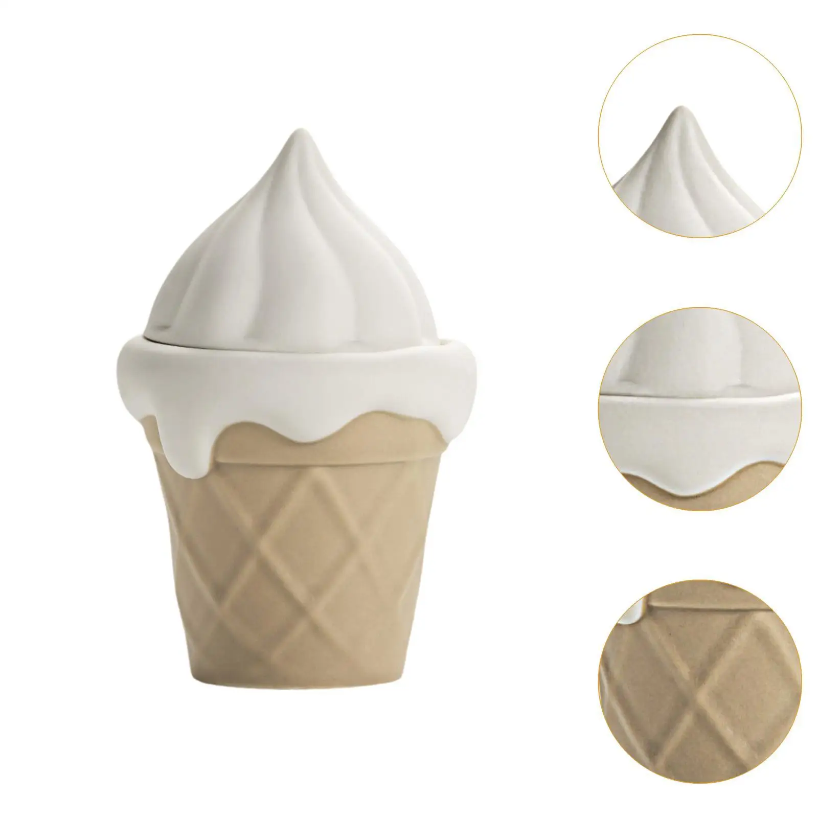 Candle Cup Ice Cream Shaped Ceramic Ornament for Office Party Living Room