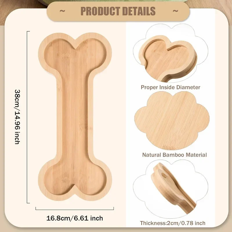 Bamboo Serving Trays with Grooves Wooden Dog Paw Bone Shaped Snack Platters Bamboo Charcuterie Board