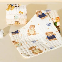 J15U Essential Cotton Square Towels Lightweight 6 Layer Washcloth Cotton Newborn Handkerchief Suitable for Baby Bathing Care