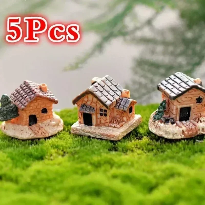 Home Table Small Crafts Mini Figurine Dollhouse Stone House Garden Ornament Micro Landscape Garden House Miniature Resin Supply