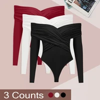 Sexy Women New three piece set Bodysuits Spring Backless Corset Slim Fashion Crossed Long Sleeves Casual Elegant Female Clothing - Image 2
