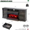 75" Fireplace TV Stand, Large TVs Stands with 36" Fireplace, with Solid Wood Roman Column, 2 Drawers & Cabinets Storage TV Stand 2