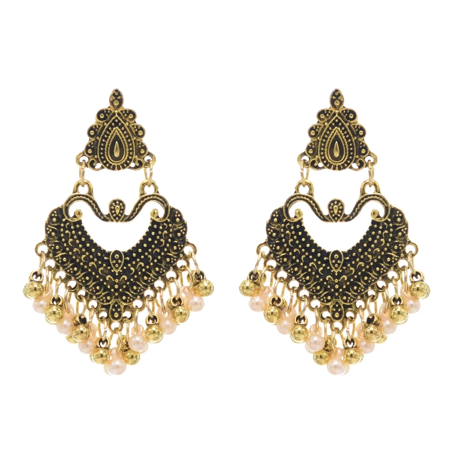 Oxidized Vintage Gold Handmade Ethnic Indian Jhumka Egypt Womens Earring Jewelry 