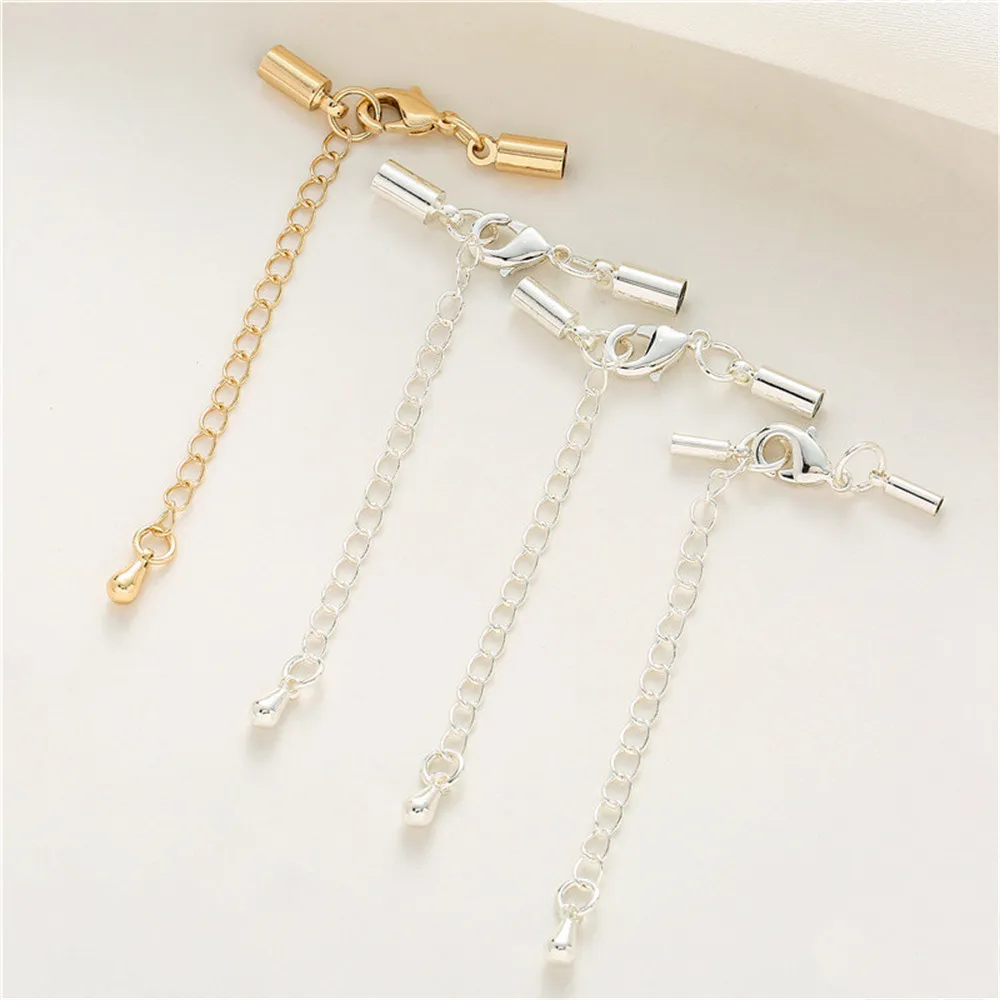 

14K package gold silver lobster buckle tail chain with double pendant bell lock buckle finishing buckle diy finishing accessorie