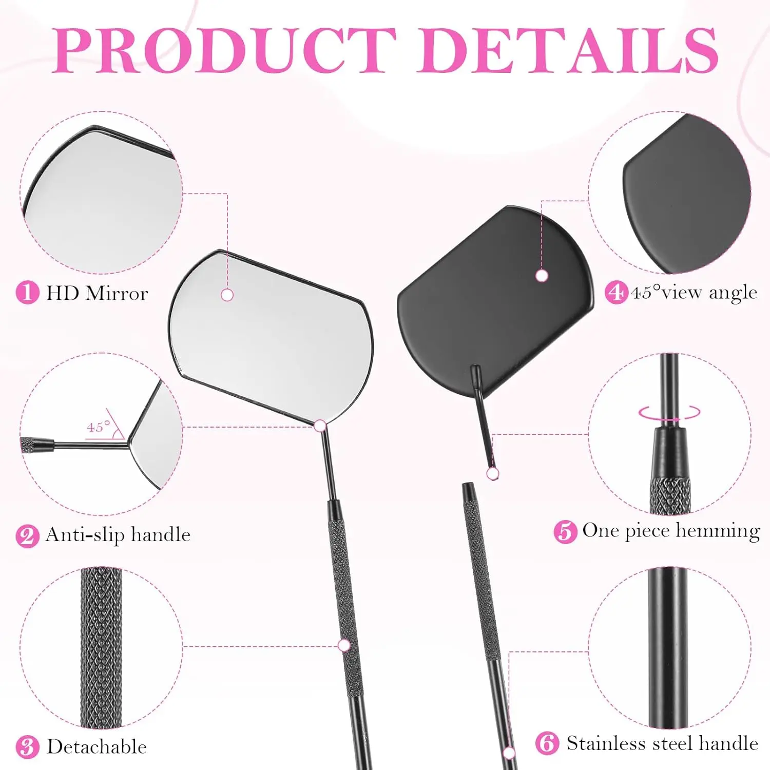 1 PC 속눈썹 연장 거울 속눈썹 연장 접목 도구 스테인레스 스틸 다기능 검사 속눈썹 거울 미용 메이크업