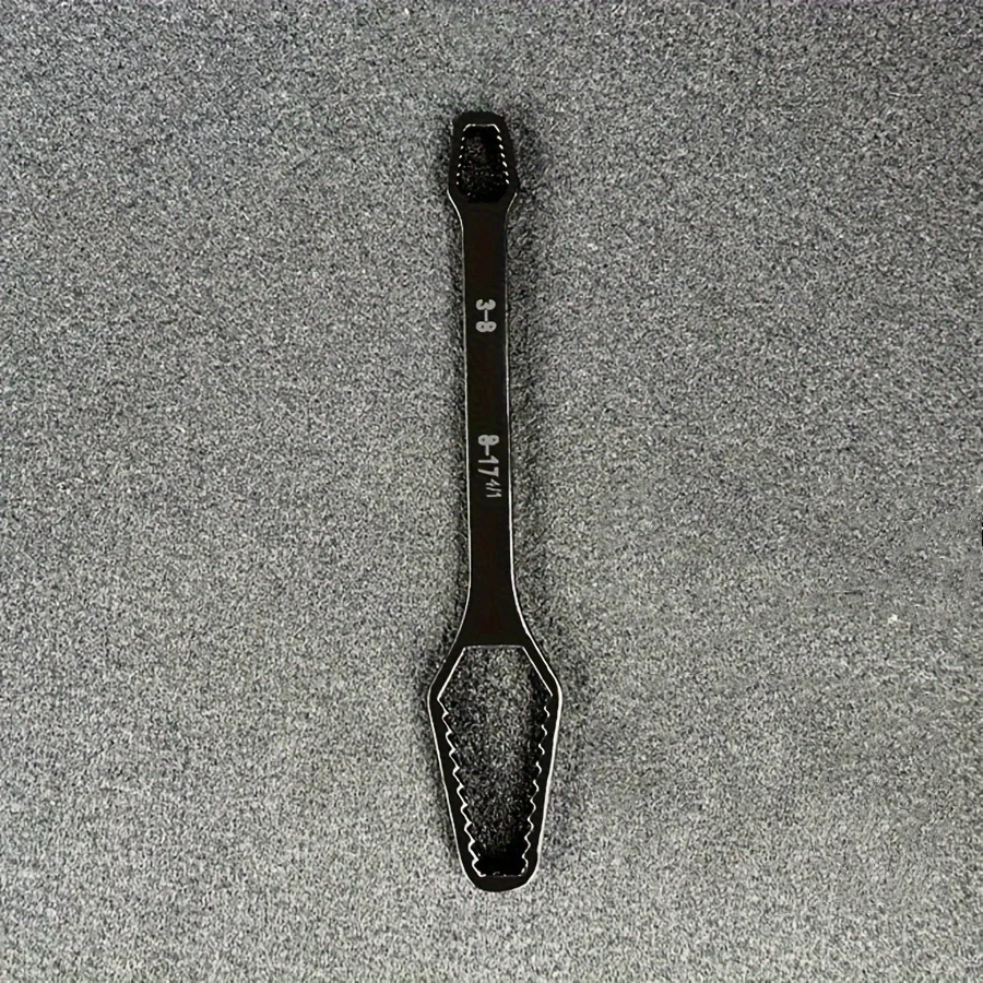 1pc Multi functional black 150mm long T-shaped wrench, adjustable self tightening double head wrench, portable manual tool 2030
