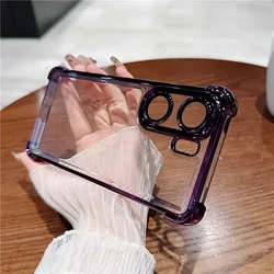 Luxury Plating Transparent Silicone Shockproof Case with Camera Protection for Poco x7 pro (Purple)