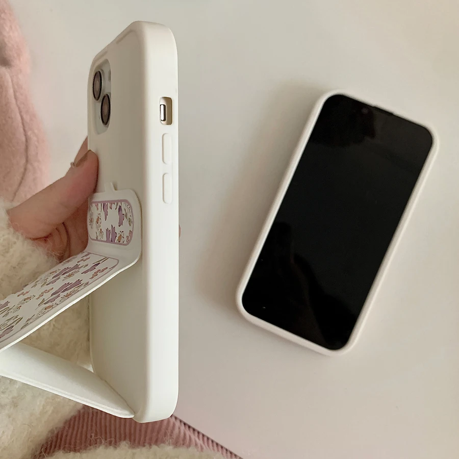 Charming Floral Leather Folding Stand Phone Case with Lens Protection
