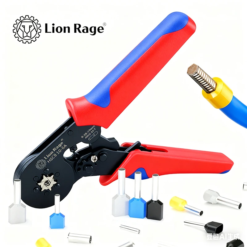 HSC8 10-6 Alicate de crimpagem de virola - Crimper terminal isolado de imprensa fria profissional para faça você mesmo doméstico e reparos elétricos