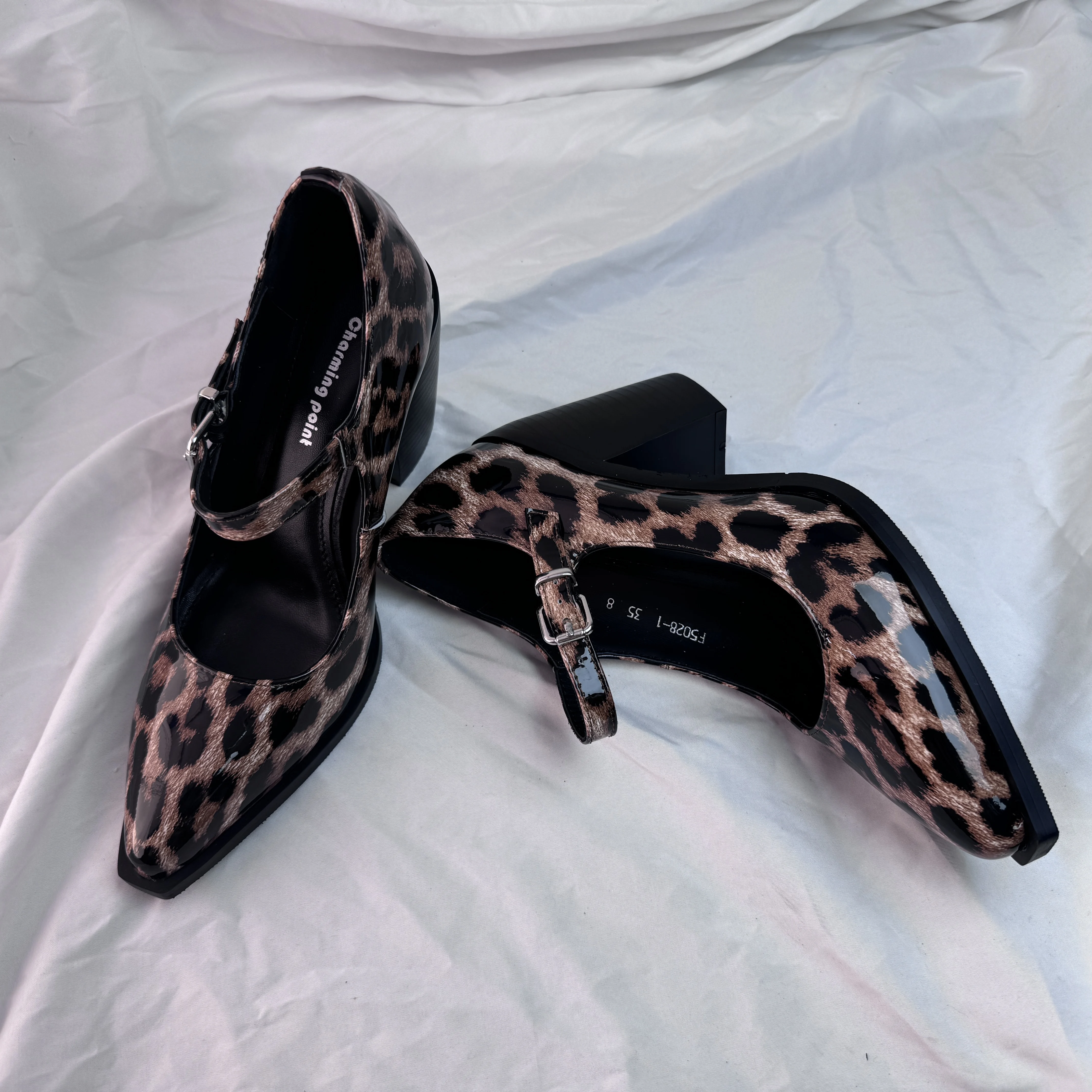 Ods Pumps High Quality Genuine Leather High Heels Mary Jane Shoes Women's Heels Leather Shoes Women  Strap Pointed Toe Flats 42 4