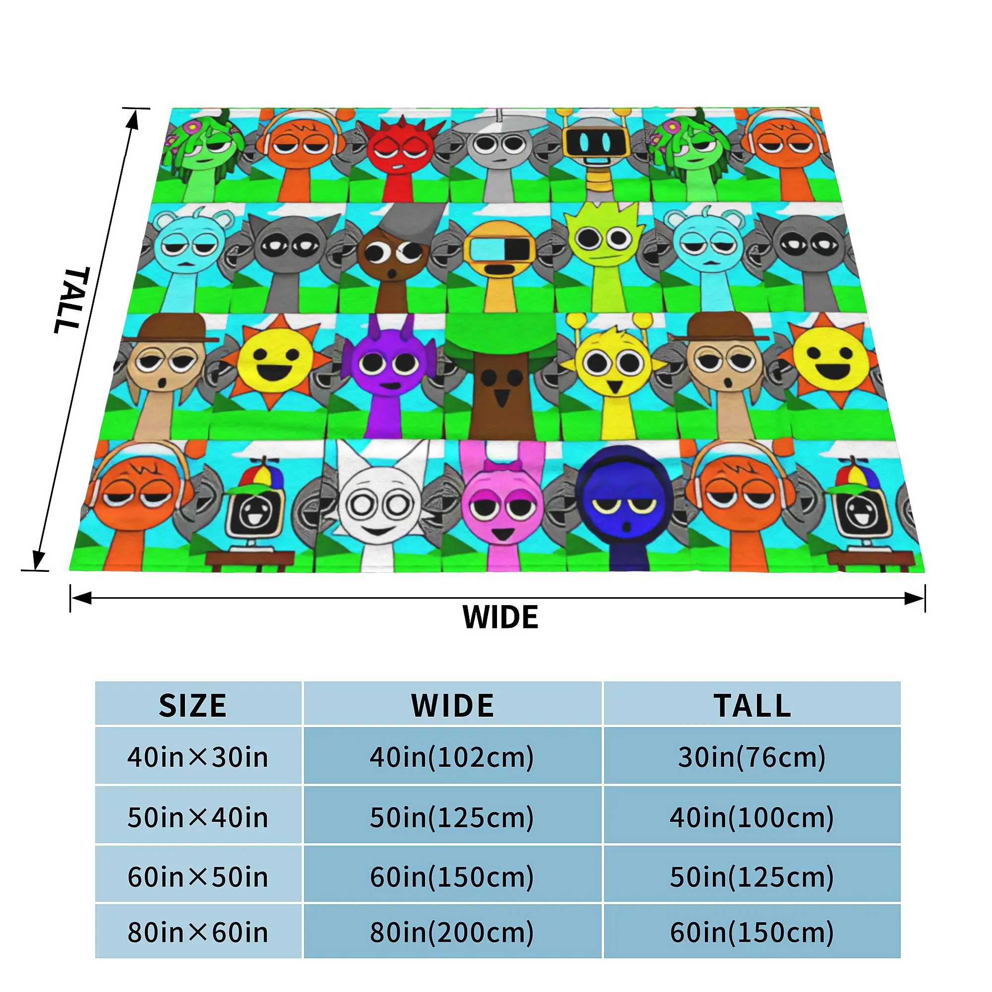 Sprunki Incredibox Wenda Oren Funbot Blankets Beats Game Flannel Throw Blankets - Picture 12 of 21