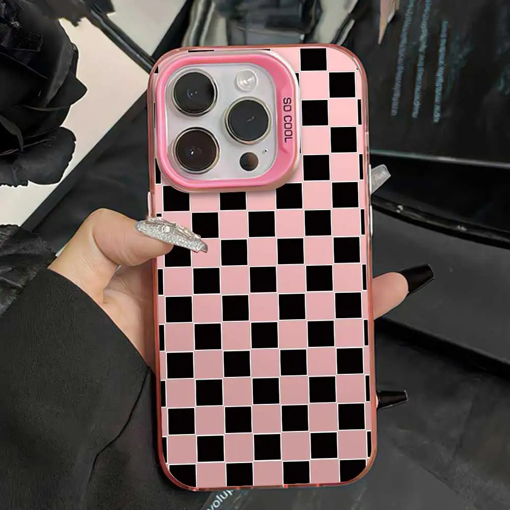 Cute Cartoon Soft Silicone Phone Cover with Silver IMD Grid Design