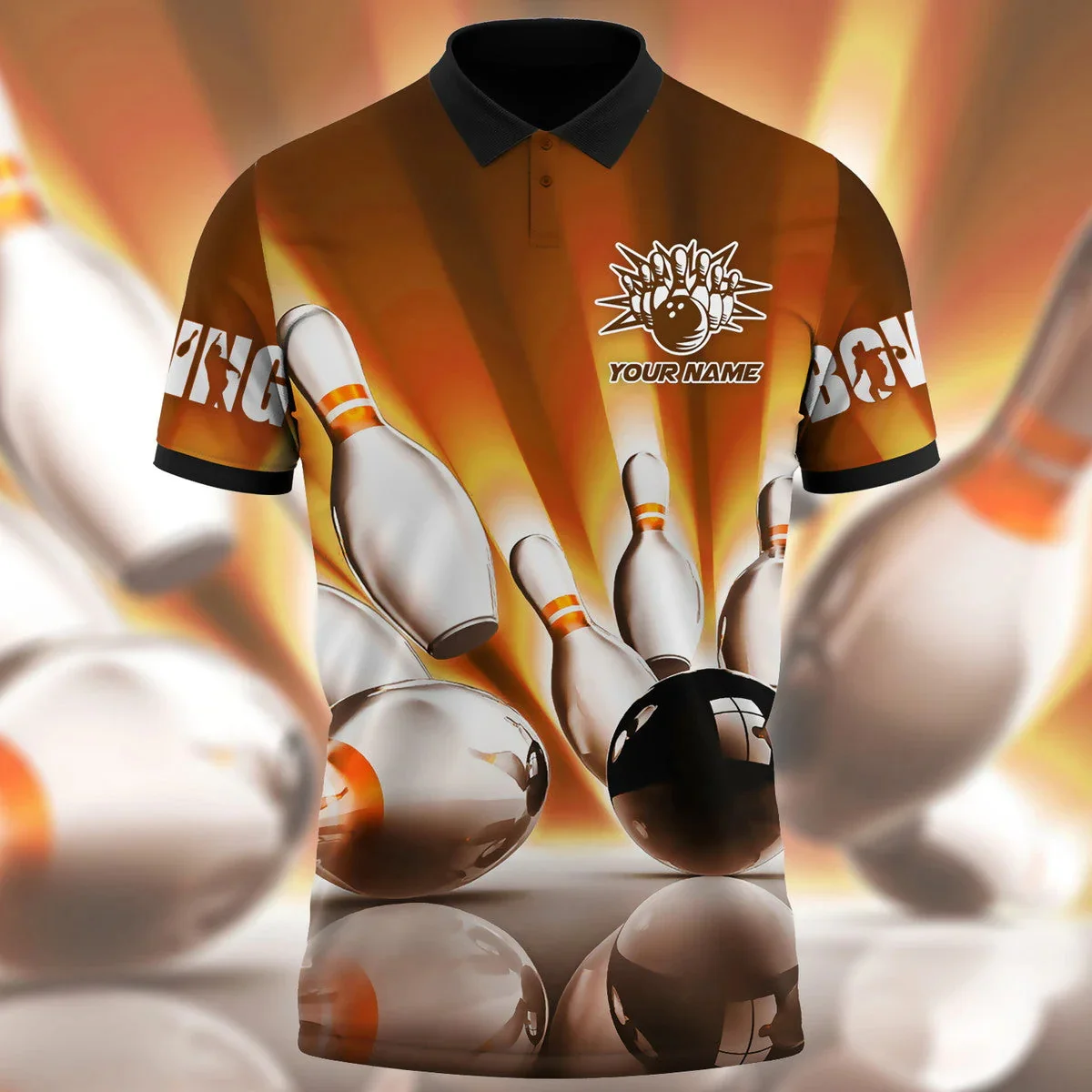 Personalisierter Name Bowling 3D-gedrucktes Sommer-Poloshirt Unisex Casual Kurzarm-T-Shirt Geschenk für Bowlingliebhaber POL-35 – Detail 28