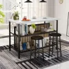 Kitchen Island with Seating & Storage Shelf, Faux Marble Island Table for Kitchen, Modern Bar Table and Chairs Set for 2,Dining 3