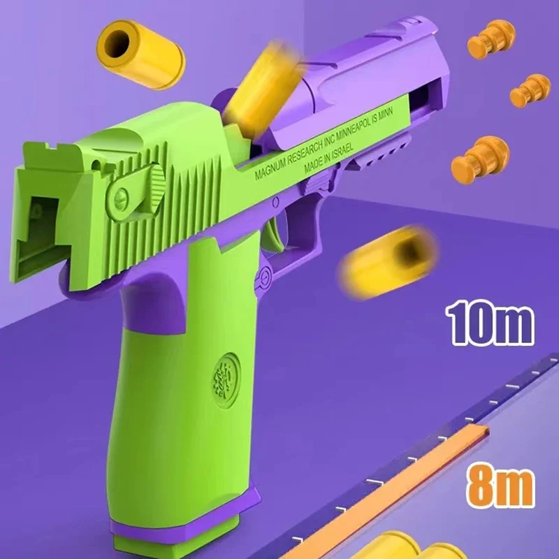 Stress Relief Simulation Model Gun Continuous Throwing Hanging Revolver Launcher Toy Gun Outdoor Play Entertainment Kids Gift toy guns