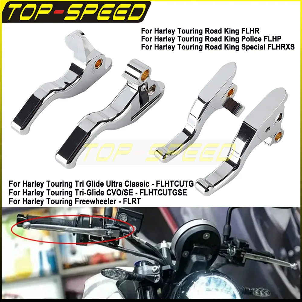 

Хромированные мотоциклетные регулируемые рычаги тормоза и сцепления, складная ручка, Барабанный тормоз в комплекте для Harley Touring Street Glide Road King Classic