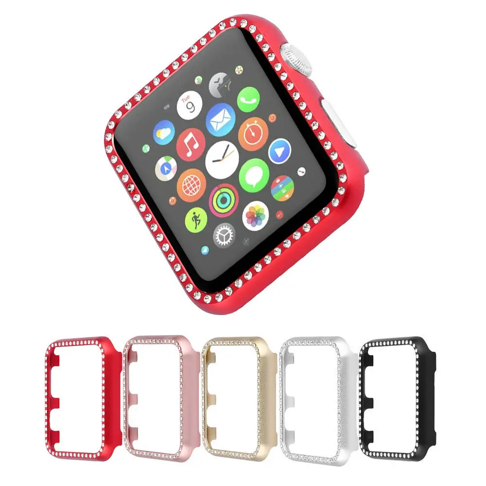 

Metal Case for apple watch series 8 7 6 5 4 3 SE luxury Screen diamond protective cover for iwatch 45mm 41mm 40mm/44mm/42mm/38mm