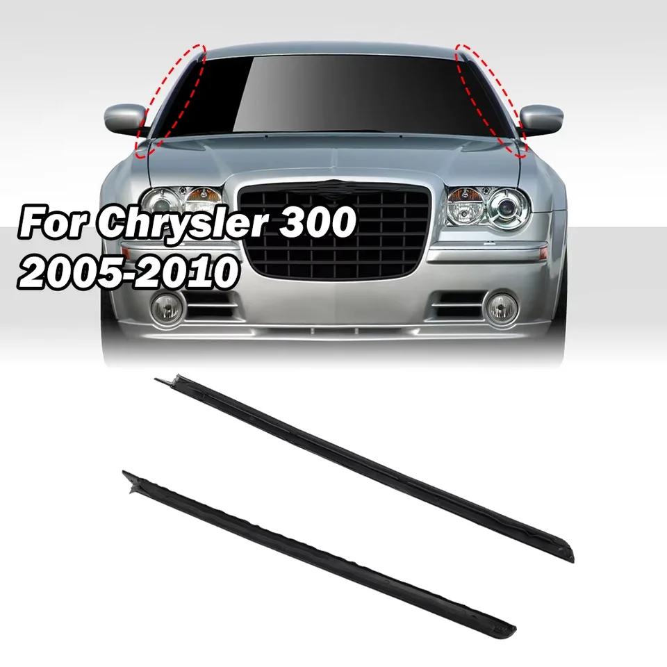 Windshield A-Pillar Trim & Molding Set - Left & Right Side Replacement For 2005-2010 Chrysler 300, Dodge Charger & Magnum