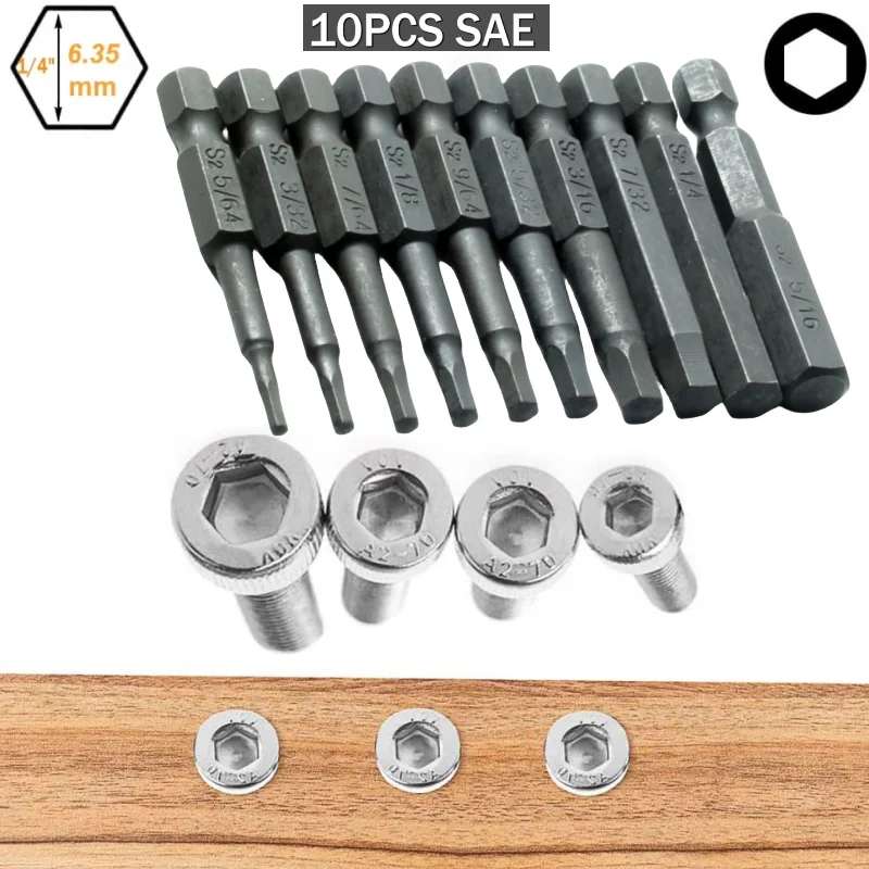 

Hex Head Allen Wrench Power Drill Bit Set 1/4in Screwdriver S2 Steel Screw Driver Extension Adapter Security Magnetic Tips