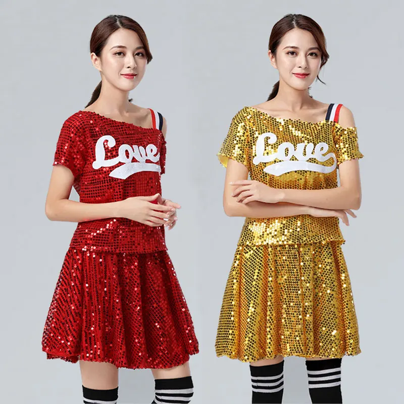 

Танцевальные костюмы Kpop для взрослых в стиле джаз, Одежда для танцев в стиле хип-хоп, для дискотеки, яркие блестки, женская одежда для выступлений на сцене