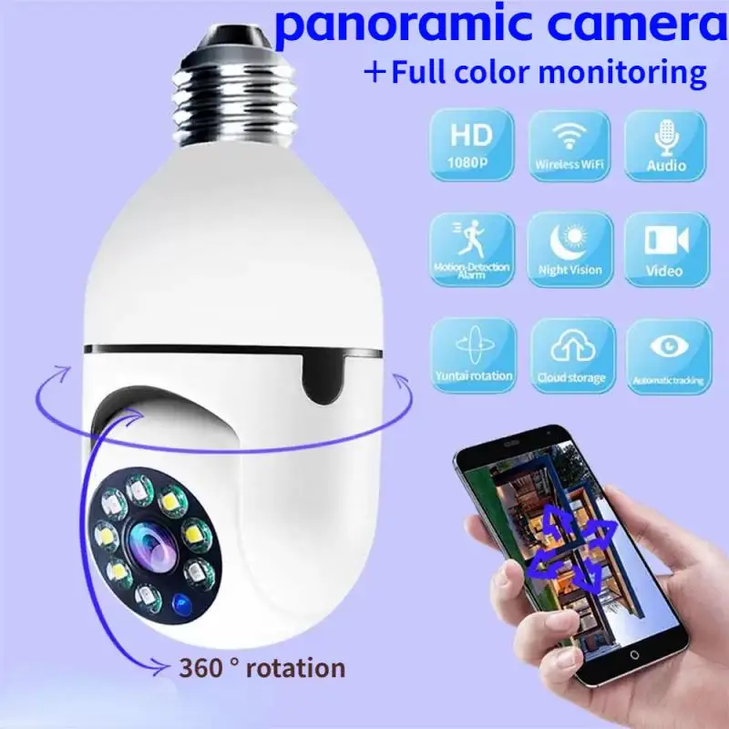 Surveillance Camera Home color lamp holder monitoring wireless remote connection mobile phone outdoor 360degree panoramic ultra clear network camera