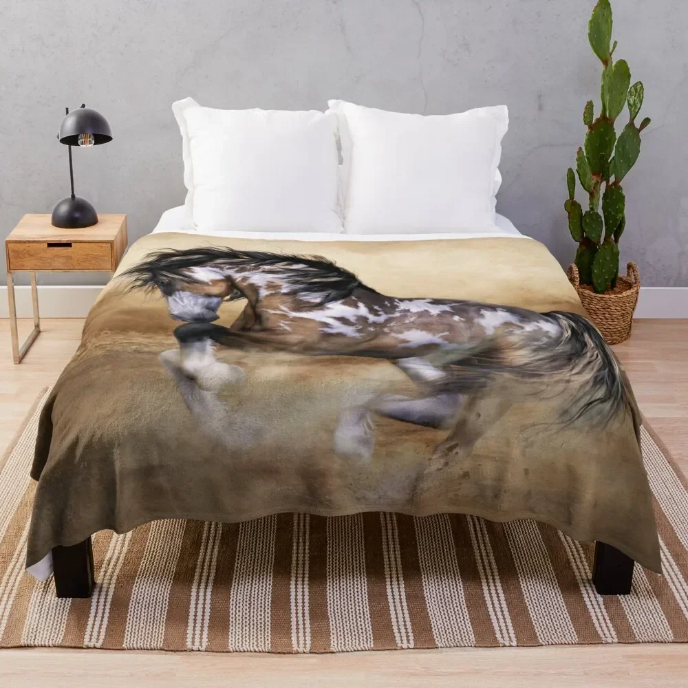 

The Wild,The Free Painted Horse Throw Blanket Luxury Throw christmas decoration Bed linens Blankets