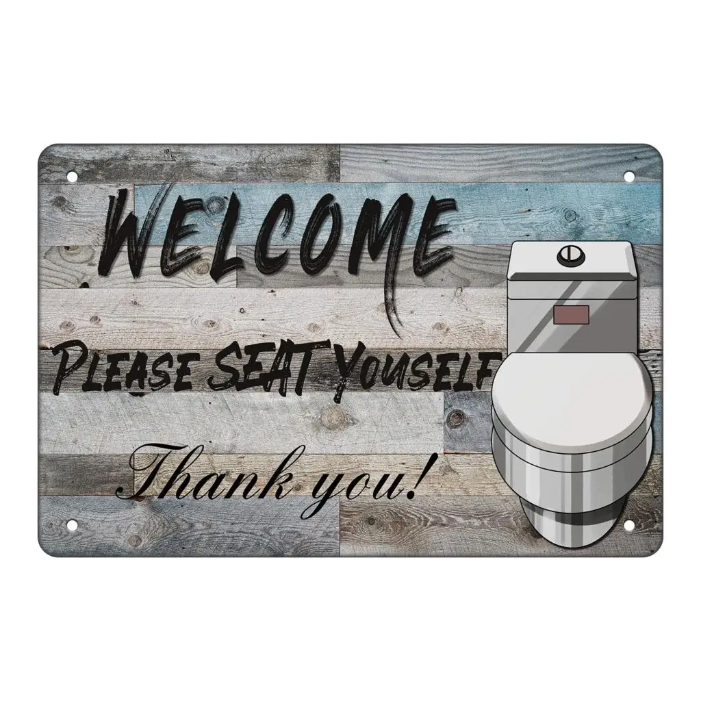 

Asoodoo Restroom Tin Sign，Welcome Please SEAT Youself，Rest Center Creativity Vintage Retro Metal Family Cafe Bar Restaurant Wal