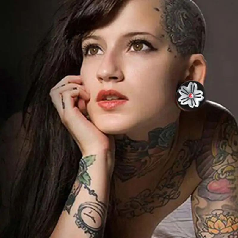 Plugs and Tunnels Flower Ear Tunnel Earrings Ear Stretcher Wood Expander Men Ear Piercing Body Piercing Tunnels Gauge