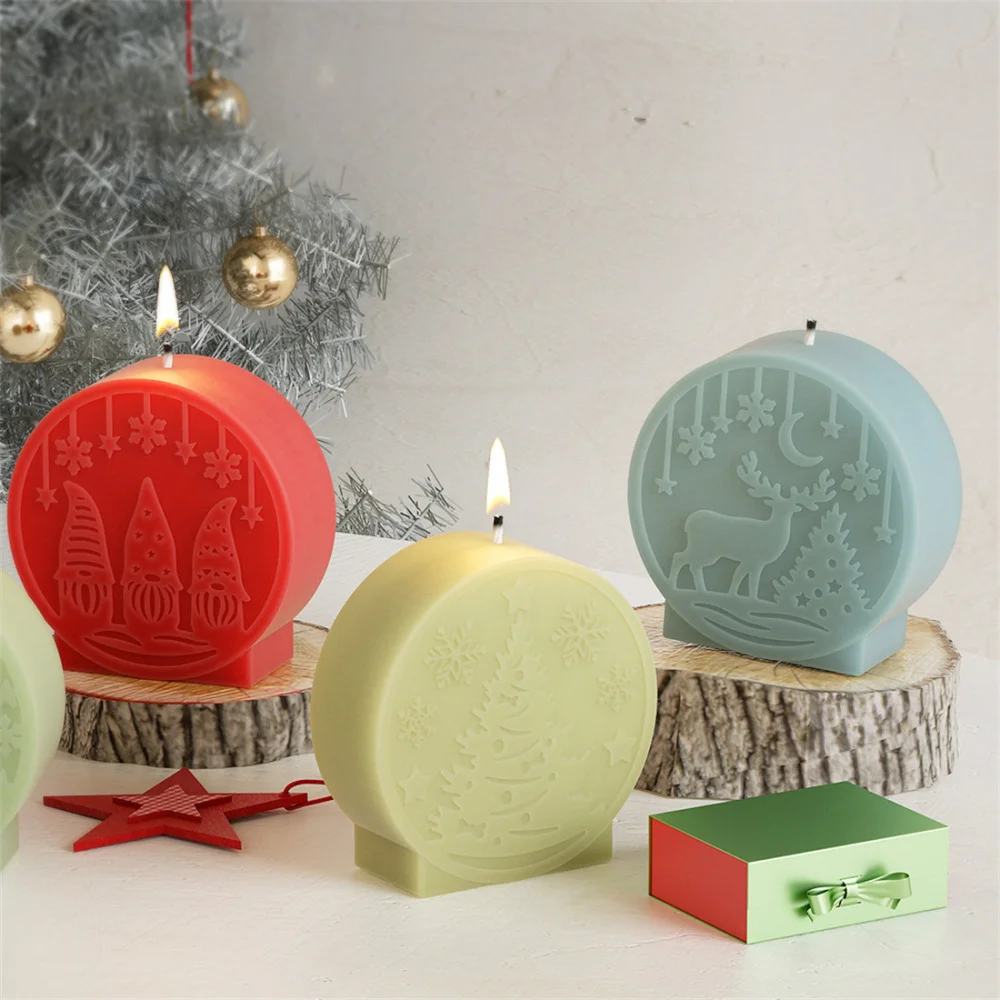 Description Picture 2 of itemChristmas Ornaments Silicone Candle Mold DIY Scented Candle Relief Snowman Elk Plaster Resin Soap Molds Home Christmas Decor